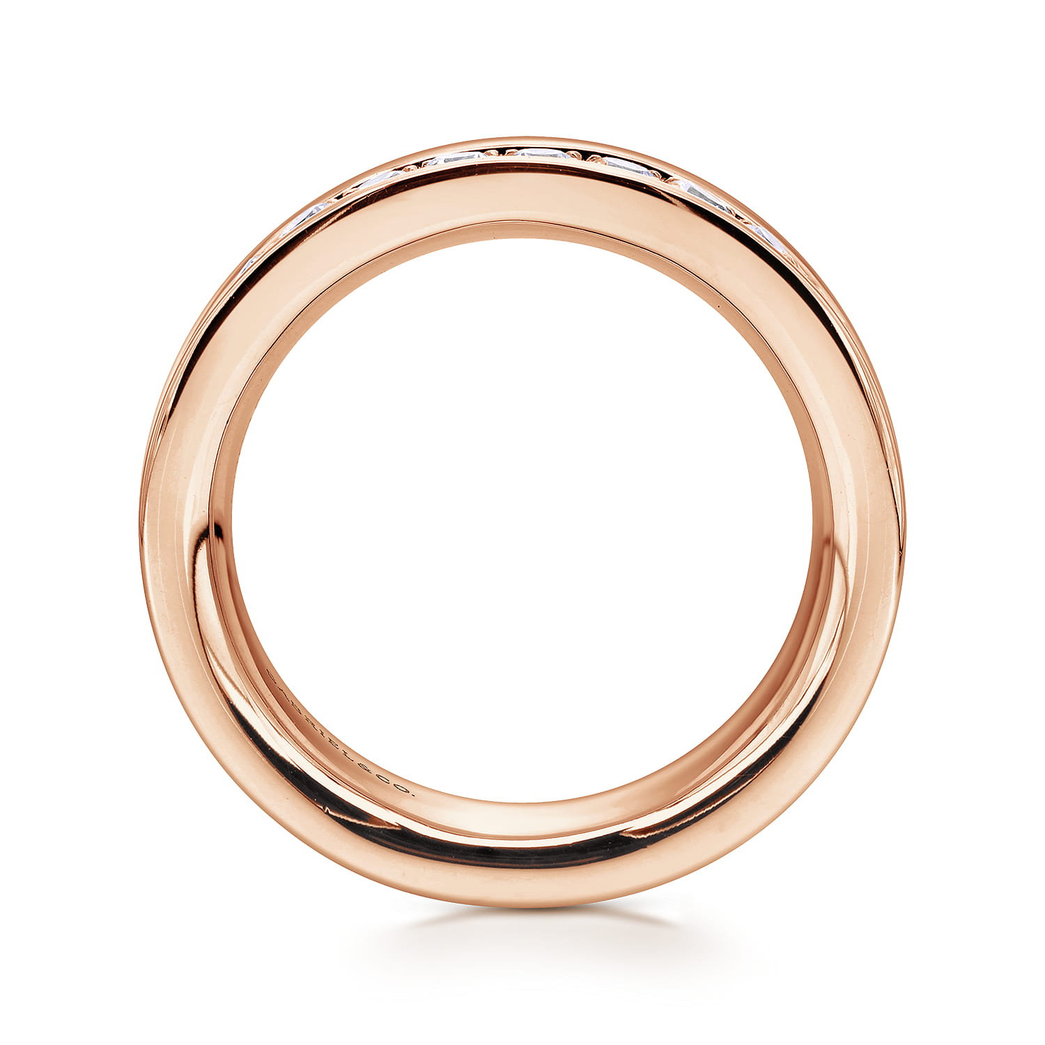 Eternity Band Wedding Ring in 14k Rose Gold with Round Natural Diamond at Gabriel & Co. - Shot 2