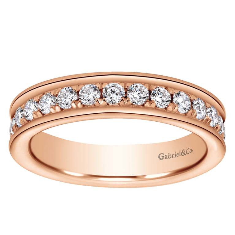 Eternity Band Wedding Ring in 14k Rose Gold with Round Natural Diamond at Gabriel & Co. - Shot 5