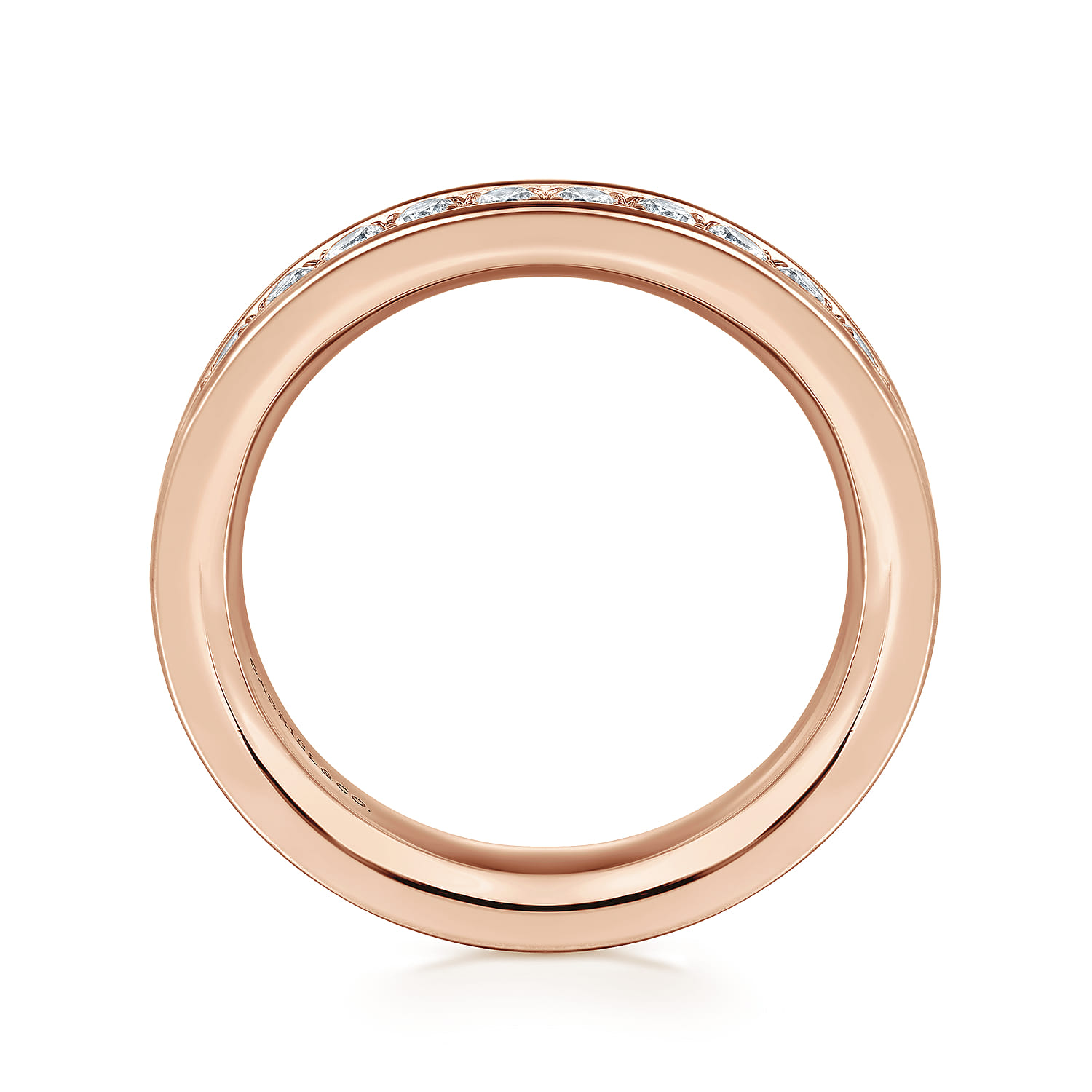Eternity Band Wedding Ring in 14k Rose Gold with Round Natural Diamond at Gabriel & Co. - Shot 2
