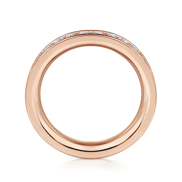 Eternity Band Wedding Ring in 14k Rose Gold with Round Natural Diamond at Gabriel & Co. - Shot 2