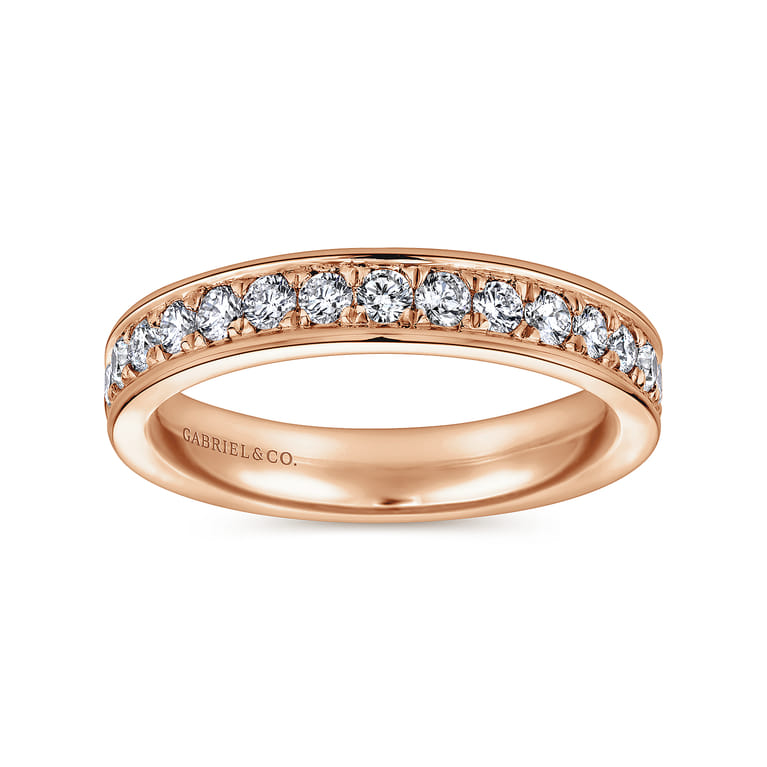 Eternity Band Wedding Ring in 14k Rose Gold with Round Natural Diamond at Gabriel & Co. - Shot 4