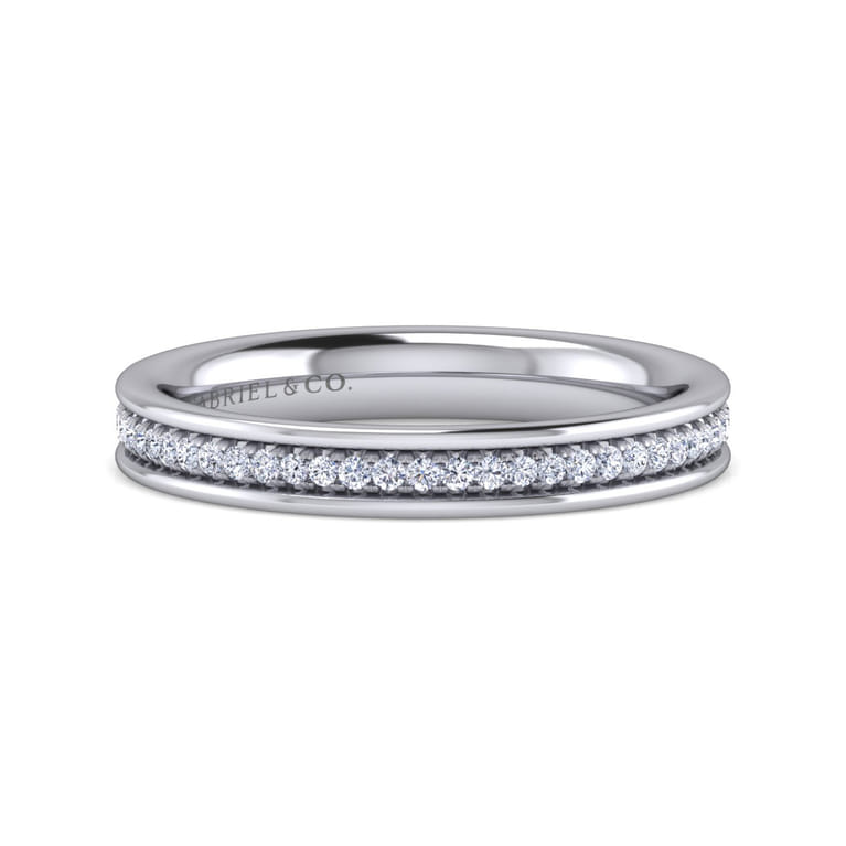 Straight Wedding Ring in 14k White Gold with Round Natural Diamond at Gabriel & Co. - Shot 1