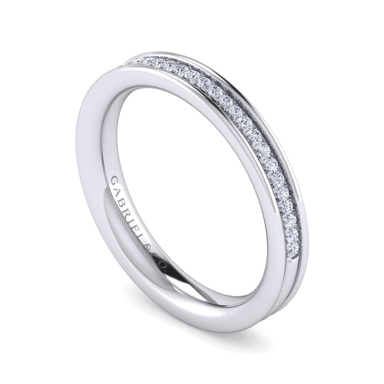 Straight Wedding Ring in 14k White Gold with Round Natural Diamond at Gabriel & Co. - Shot 3