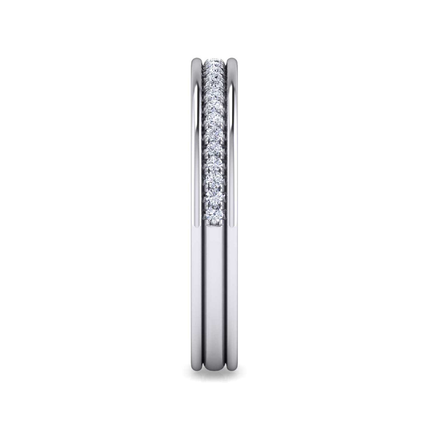 Straight Wedding Ring in 14k White Gold with Round Natural Diamond at Gabriel & Co. - Shot 4