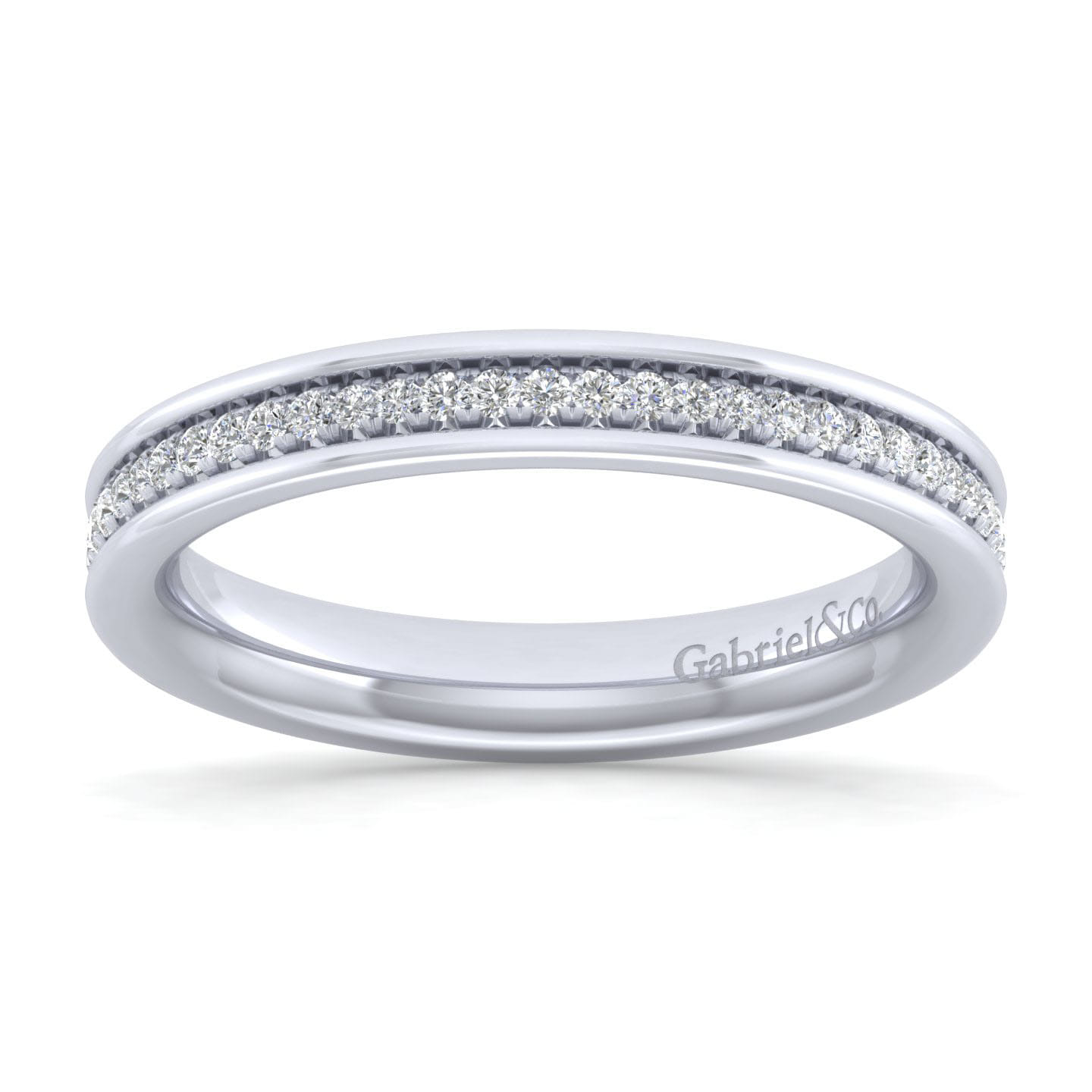 Straight Wedding Ring in 14k White Gold with Round Natural Diamond at Gabriel & Co. - Shot 5