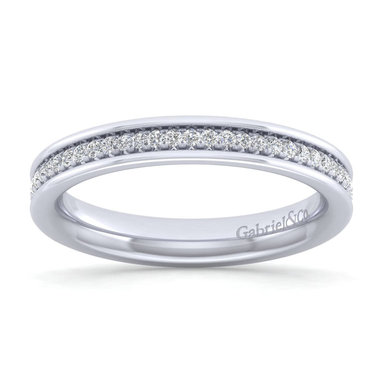 Straight Wedding Ring in 14k White Gold with Round Natural Diamond at Gabriel & Co. - Shot 5