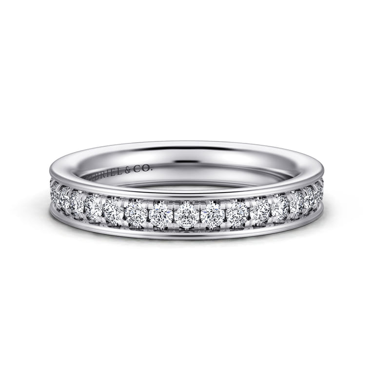 Straight Wedding Ring in 14k White Gold with Round Natural Diamond at Gabriel & Co. - Shot 1