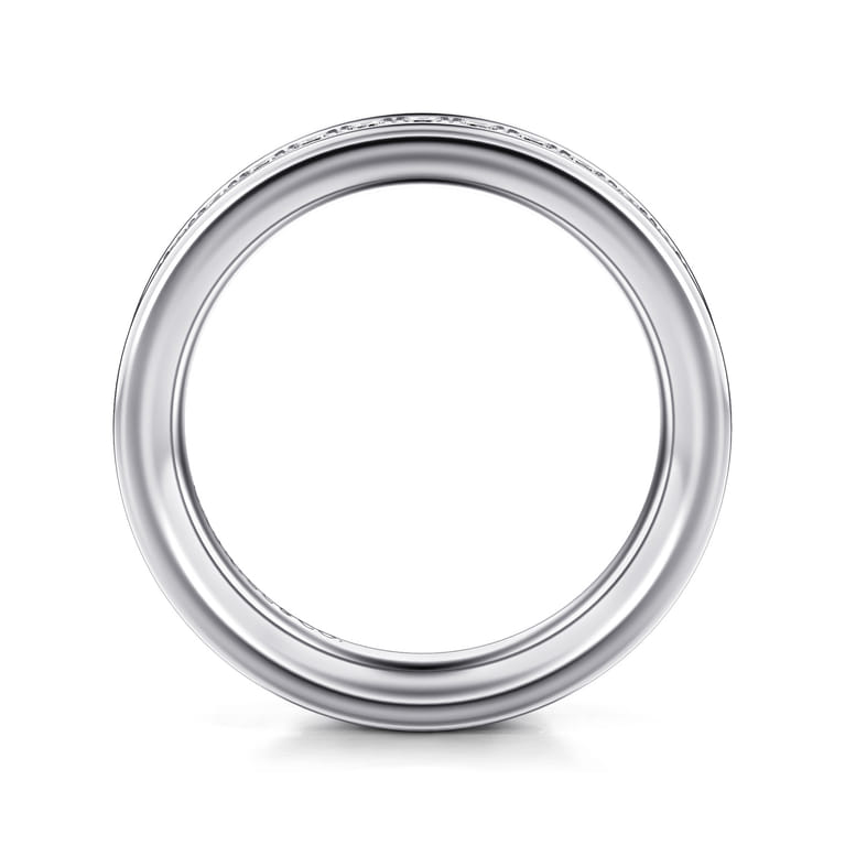 Straight Wedding Ring in 14k White Gold with Round Natural Diamond at Gabriel & Co. - Shot 2