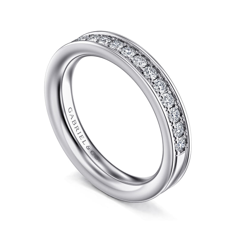 Straight Wedding Ring in 14k White Gold with Round Natural Diamond at Gabriel & Co. - Shot 3