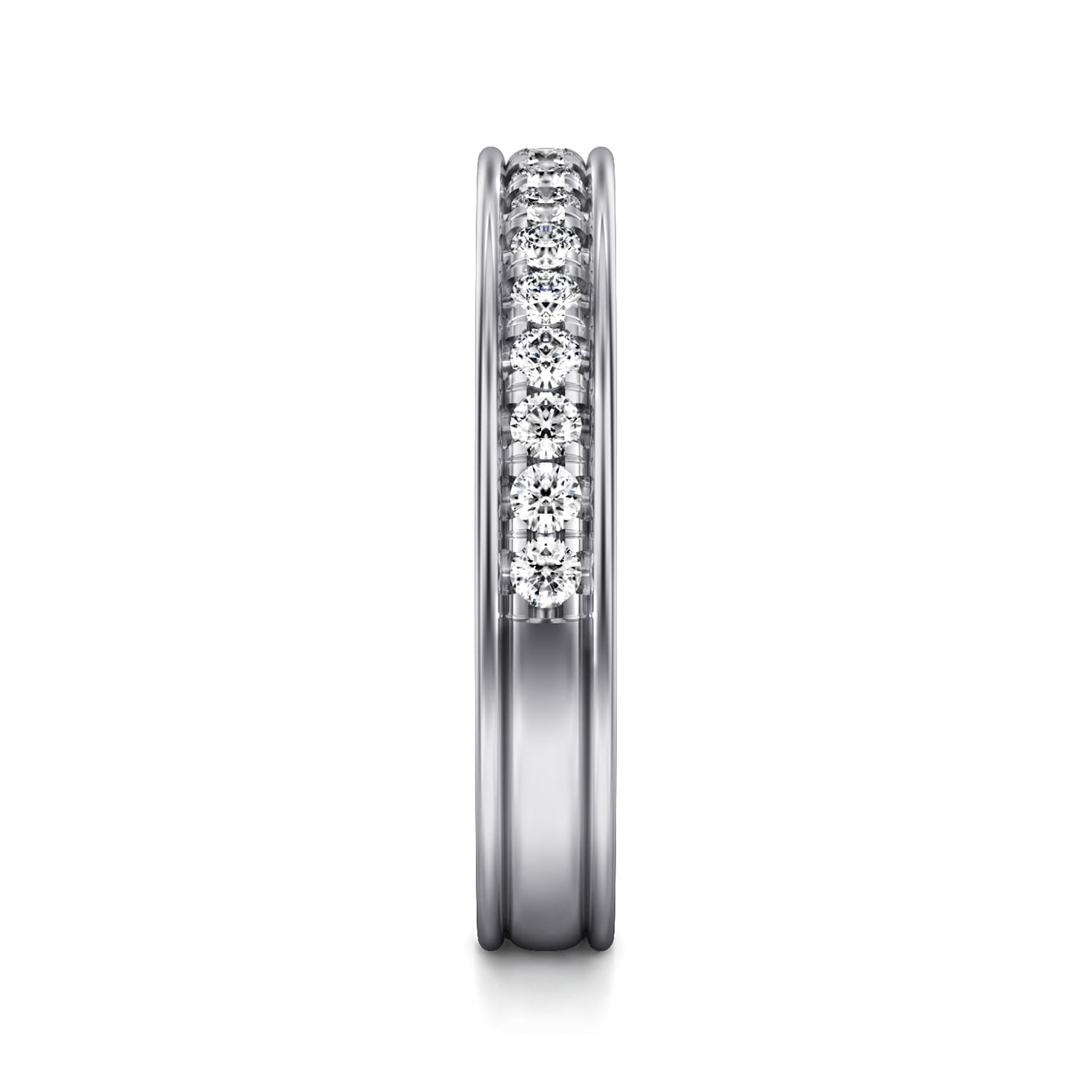 Straight Wedding Ring in 14k White Gold with Round Natural Diamond at Gabriel & Co. - Shot 4