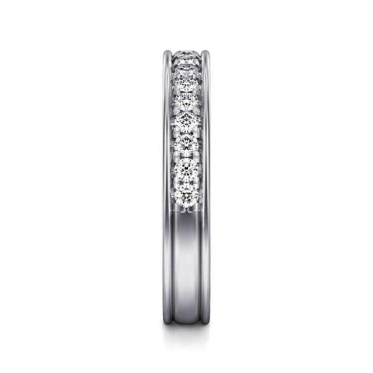 Straight Wedding Ring in 14k White Gold with Round Natural Diamond at Gabriel & Co. - Shot 4