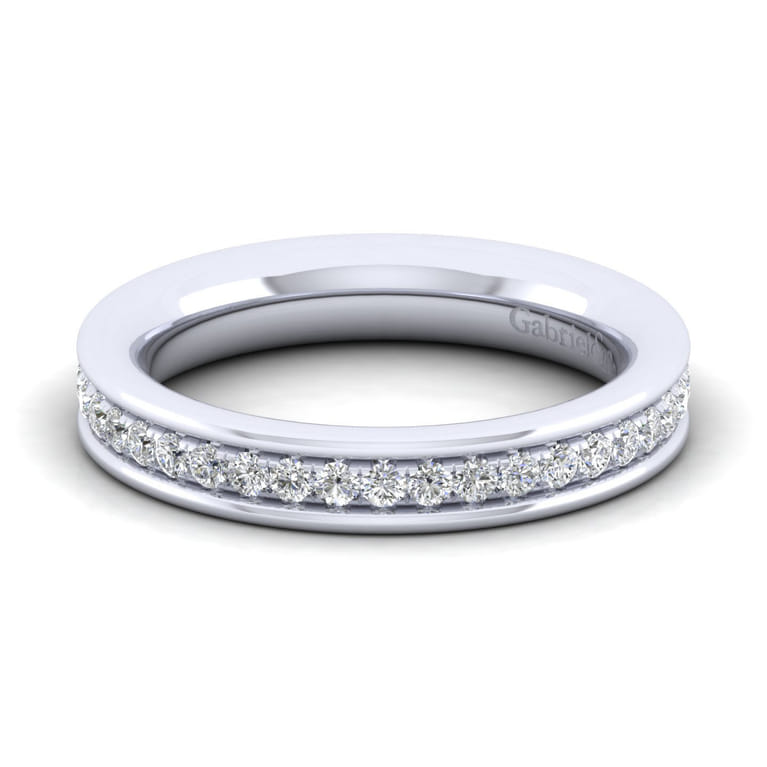 Straight Wedding Ring in 14k White Gold with Round Natural Diamond at Gabriel & Co. - Shot 1