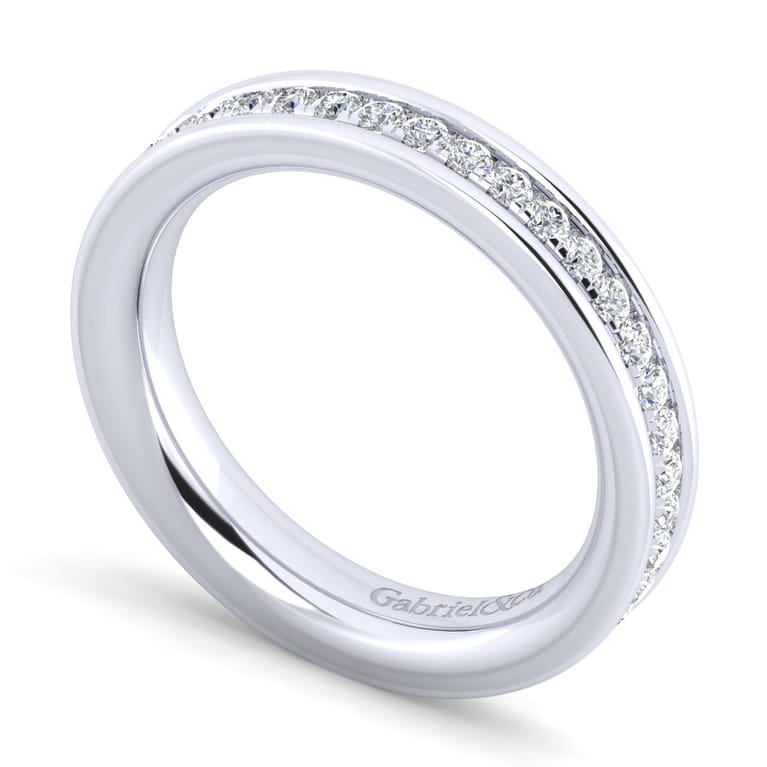 Straight Wedding Ring in 14k White Gold with Round Natural Diamond at Gabriel & Co. - Shot 3