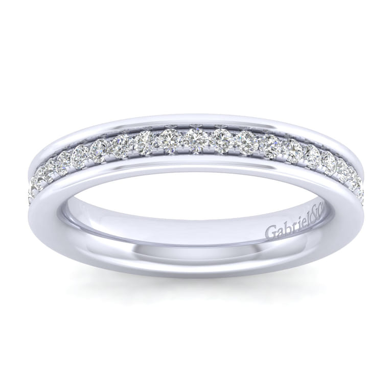 Straight Wedding Ring in 14k White Gold with Round Natural Diamond at Gabriel & Co. - Shot 4
