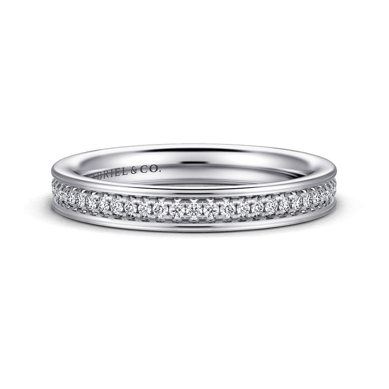 Straight Wedding Ring in 14k White Gold with Round Natural Diamond at Gabriel & Co. - Shot 1