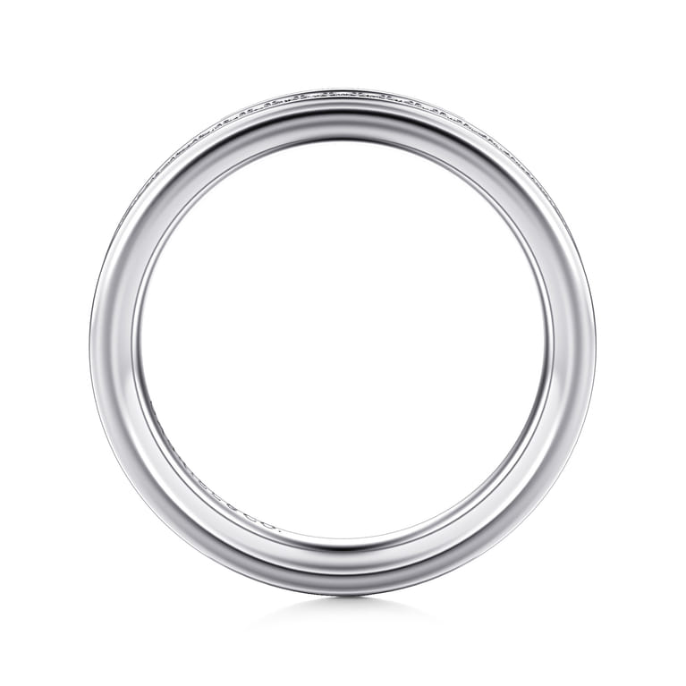 Straight Wedding Ring in 14k White Gold with Round Natural Diamond at Gabriel & Co. - Shot 2