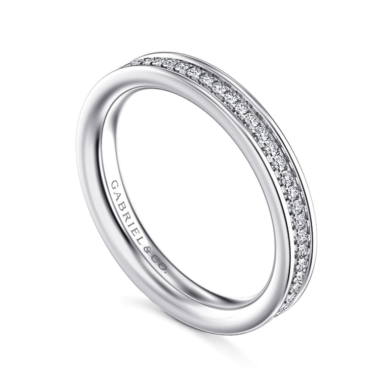 Straight Wedding Ring in 14k White Gold with Round Natural Diamond at Gabriel & Co. - Shot 3