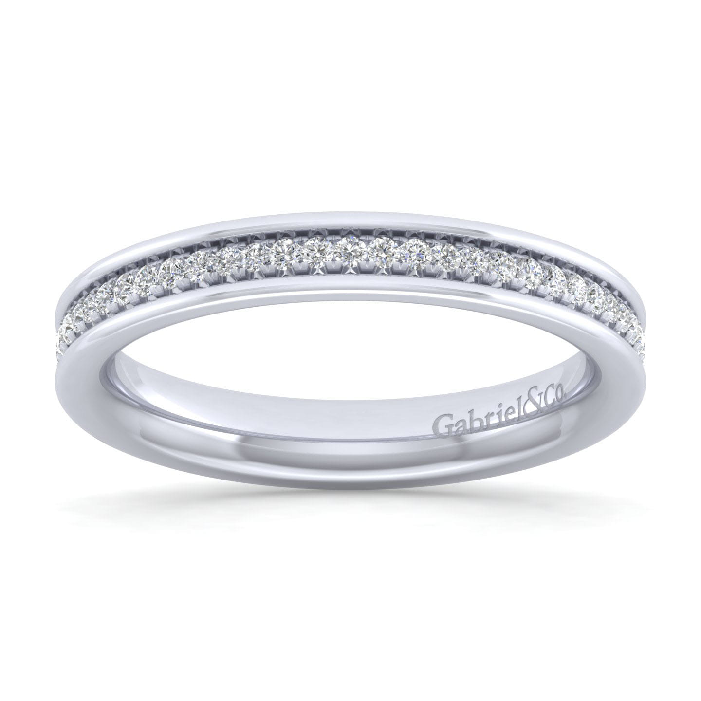 Straight Wedding Ring in 14k White Gold with Round Natural Diamond at Gabriel & Co. - Shot 5