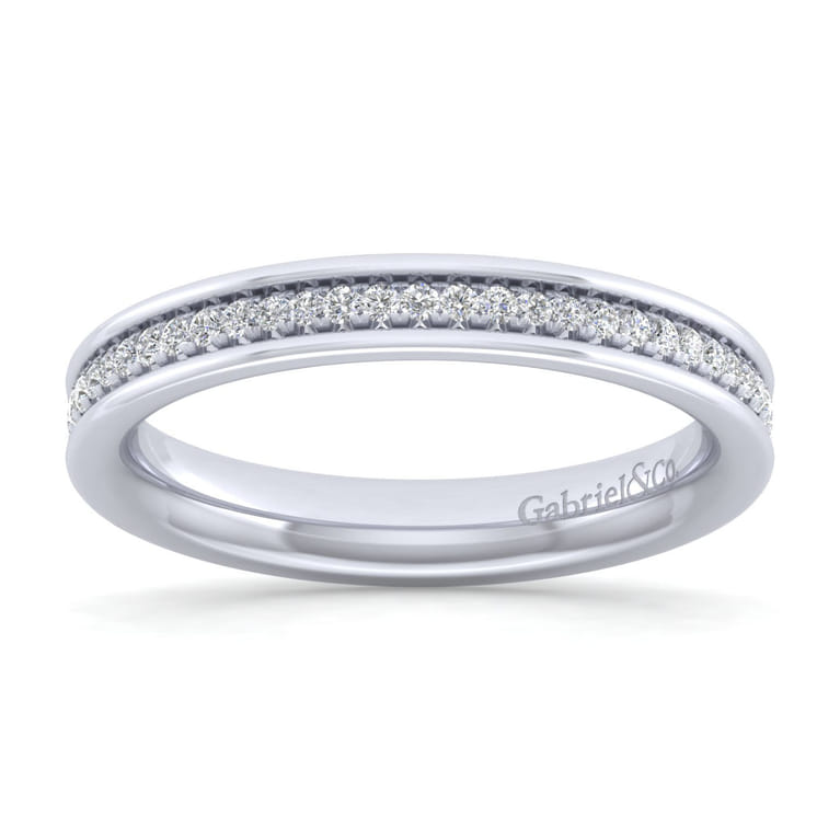 Straight Wedding Ring in 14k White Gold with Round Natural Diamond at Gabriel & Co. - Shot 5