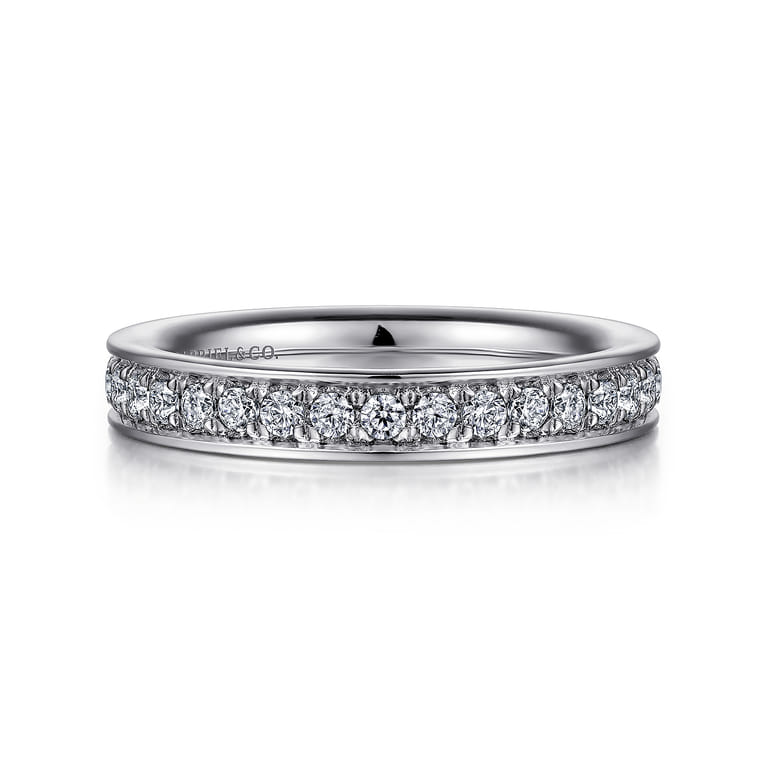 Straight Wedding Ring in 14k White Gold with Round Natural Diamond at Gabriel & Co. - Shot 1