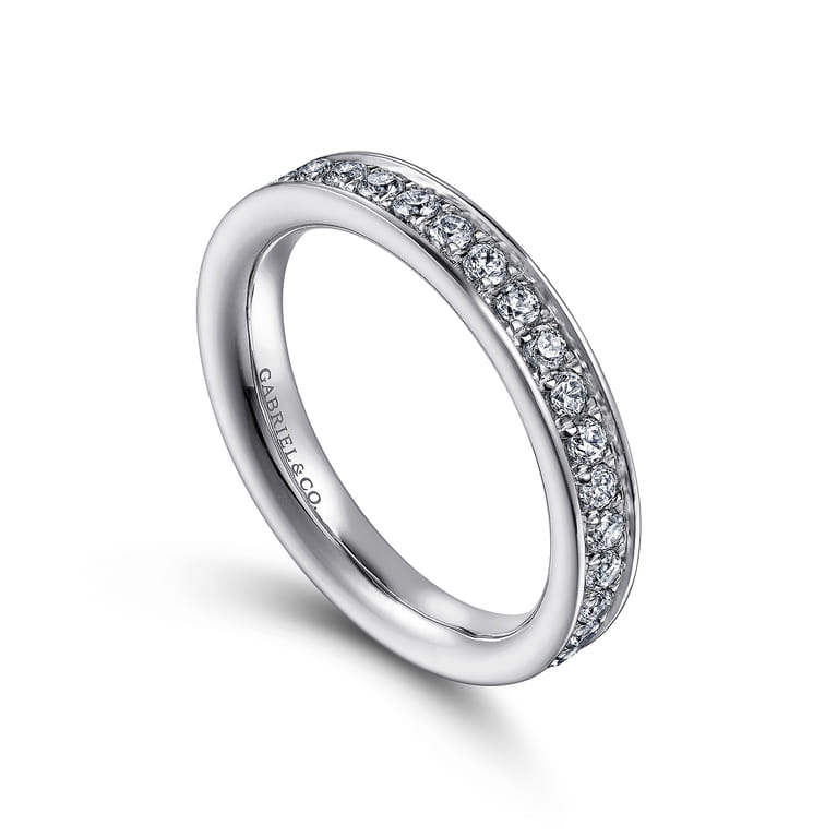 Straight Wedding Ring in 14k White Gold with Round Natural Diamond at Gabriel & Co. - Shot 3