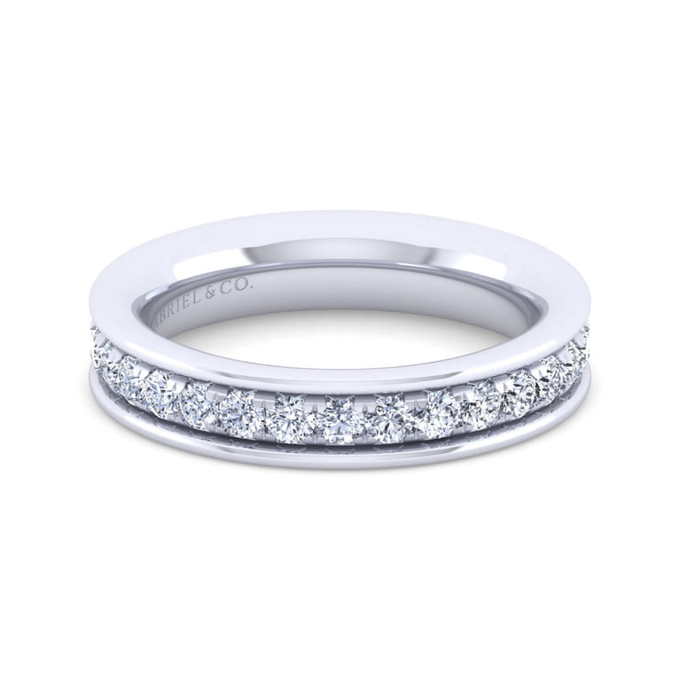 Straight Wedding Ring in 14k White Gold with Round Natural Diamond at Gabriel & Co. - Shot 1