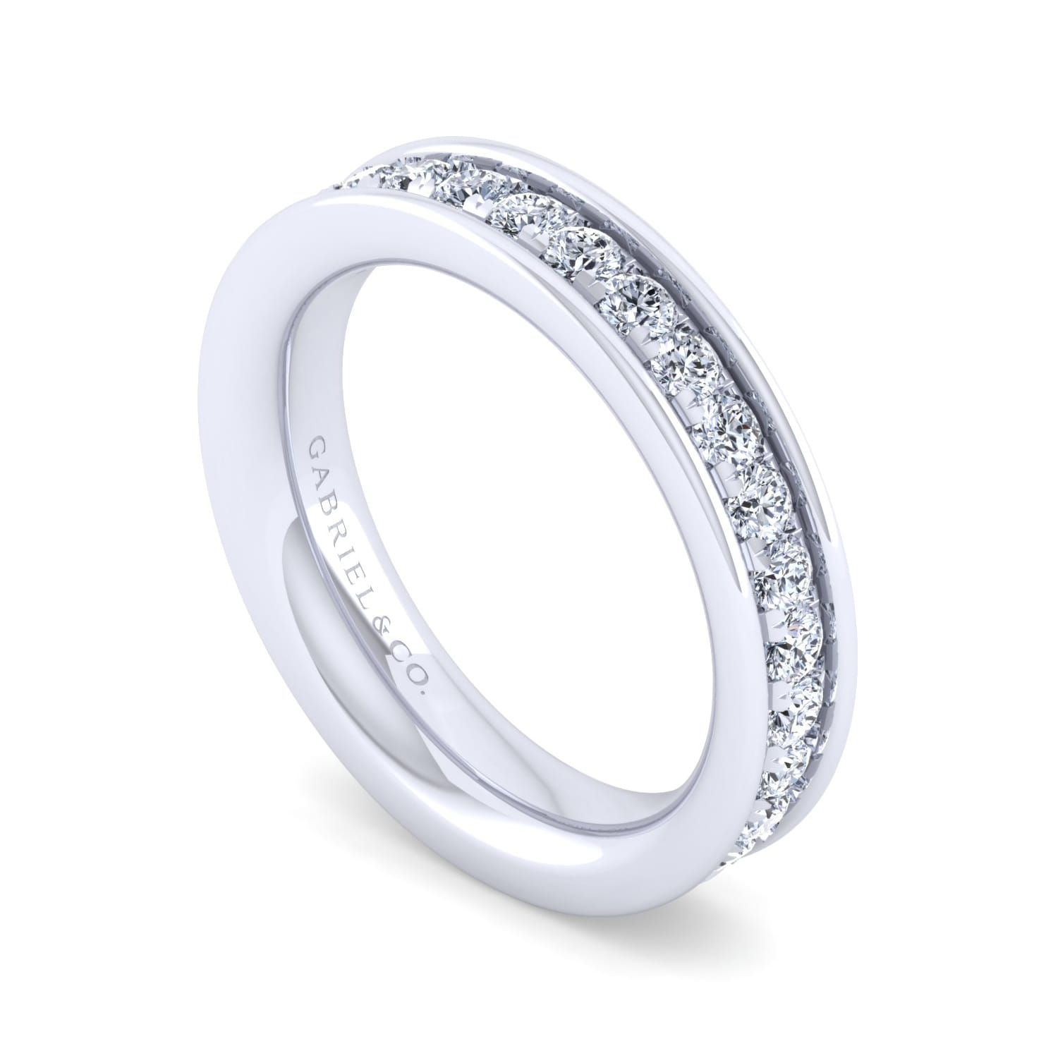 Straight Wedding Ring in 14k White Gold with Round Natural Diamond at Gabriel & Co. - Shot 3
