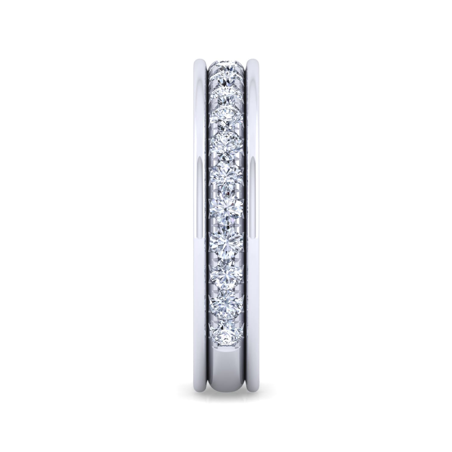Straight Wedding Ring in 14k White Gold with Round Natural Diamond at Gabriel & Co. - Shot 4