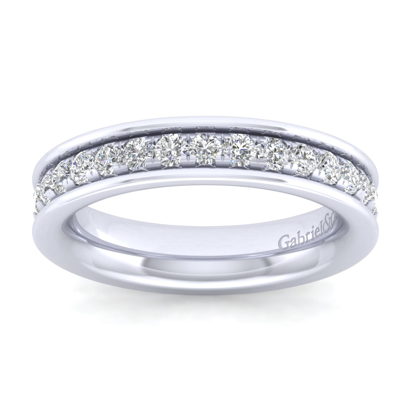 Straight Wedding Ring in 14k White Gold with Round Natural Diamond at Gabriel & Co. - Shot 5