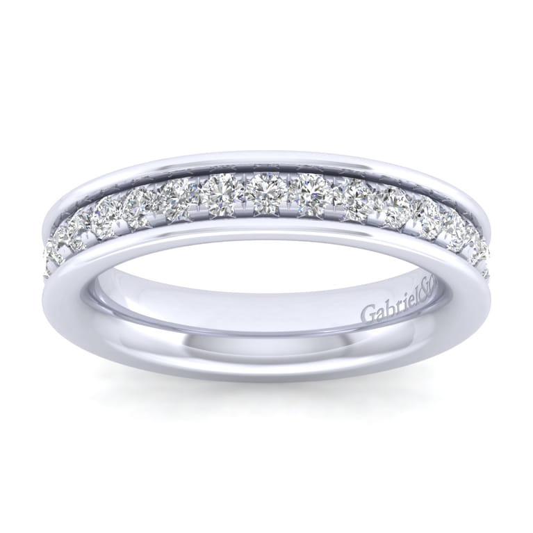 Straight Wedding Ring in 14k White Gold with Round Natural Diamond at Gabriel & Co. - Shot 5