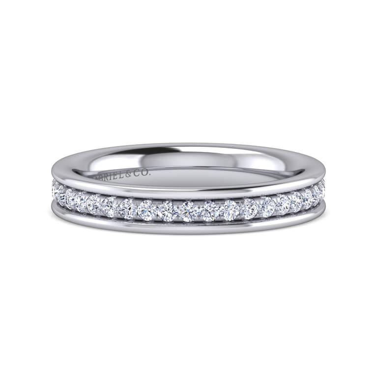 Straight Wedding Ring in 14k White Gold with Round Natural Diamond at Gabriel & Co. - Shot 1