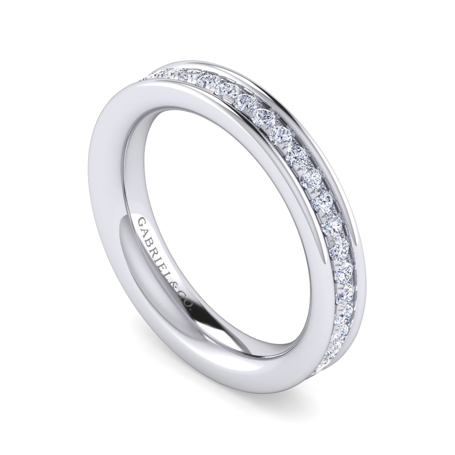 Straight Wedding Ring in 14k White Gold with Round Natural Diamond at Gabriel & Co. - Shot 3