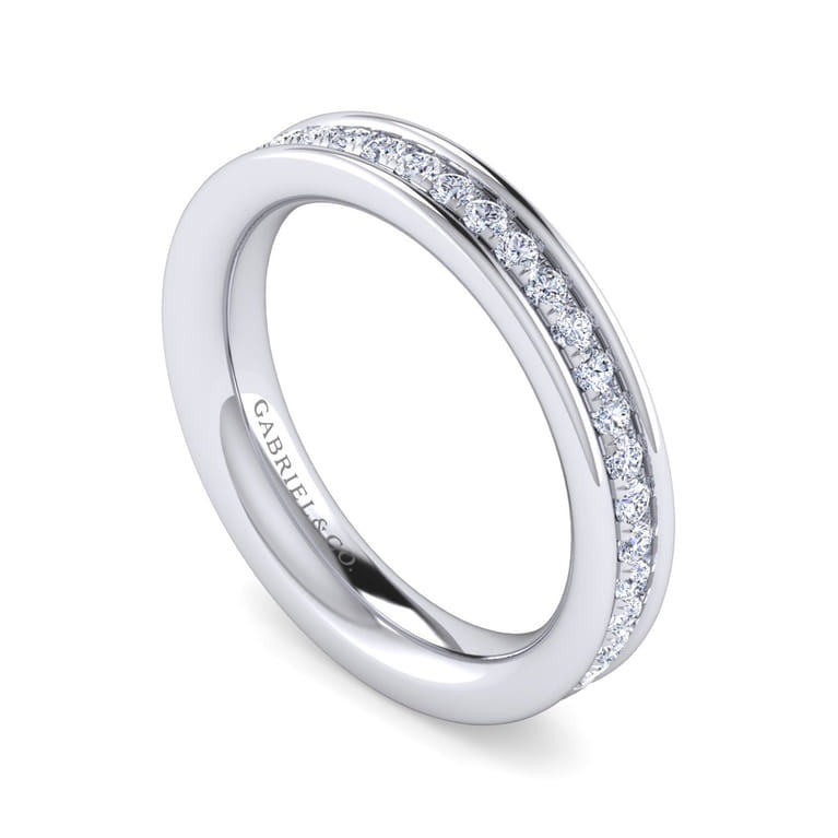 Straight Wedding Ring in 14k White Gold with Round Natural Diamond at Gabriel & Co. - Shot 3