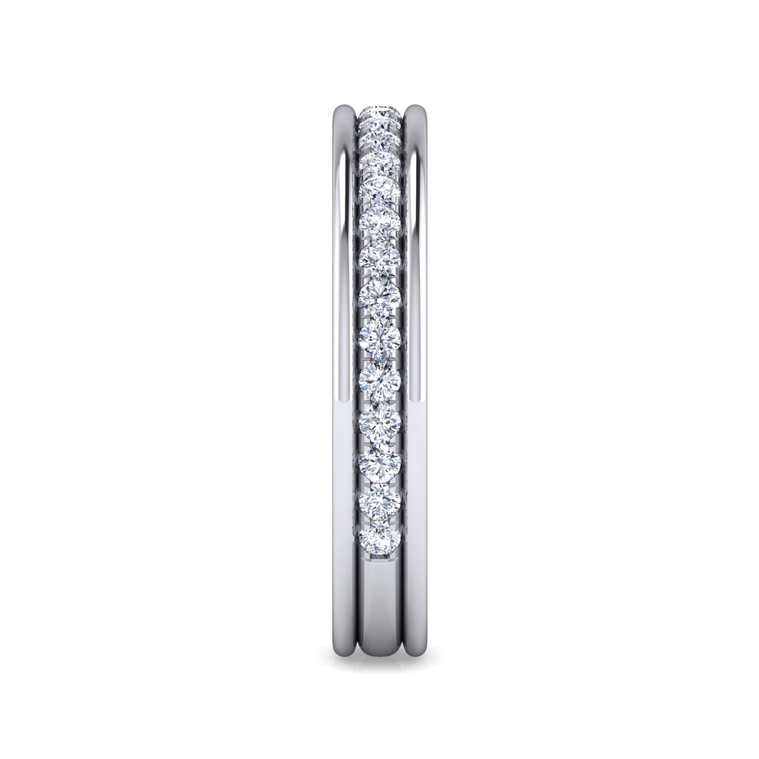 Straight Wedding Ring in 14k White Gold with Round Natural Diamond at Gabriel & Co. - Shot 4