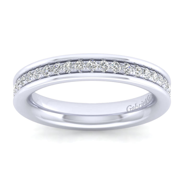 Straight Wedding Ring in 14k White Gold with Round Natural Diamond at Gabriel & Co. - Shot 5