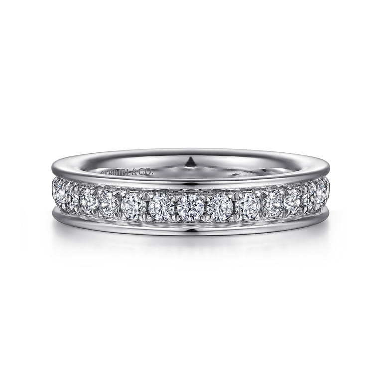 Straight Wedding Ring in 14k White Gold with Round Natural Diamond at Gabriel & Co. - Shot 1