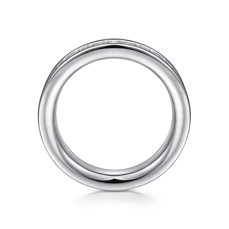 Straight Wedding Ring in 14k White Gold with Round Natural Diamond at Gabriel & Co. - Shot 2