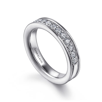 Romana - 14K White Gold Channel Prong Diamond Anniversary Band