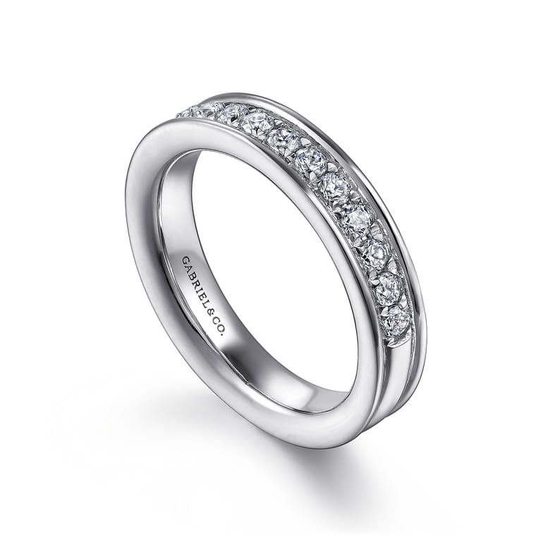 Straight Wedding Ring in 14k White Gold with Round Natural Diamond at Gabriel & Co. - Shot 3