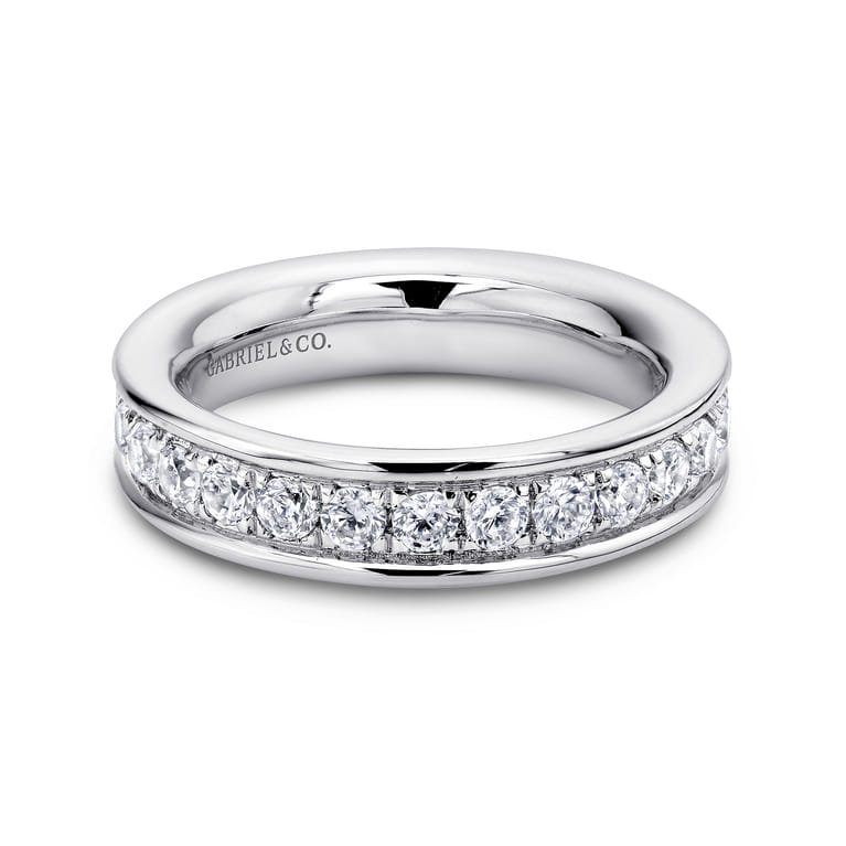 Eternity Band Wedding Ring in 14k White Gold with Round Natural Diamond at Gabriel & Co. - Shot 1