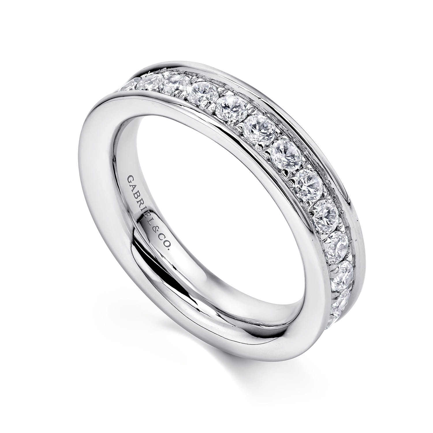 Eternity Band Wedding Ring in 14k White Gold with Round Natural Diamond at Gabriel & Co. - Shot 3