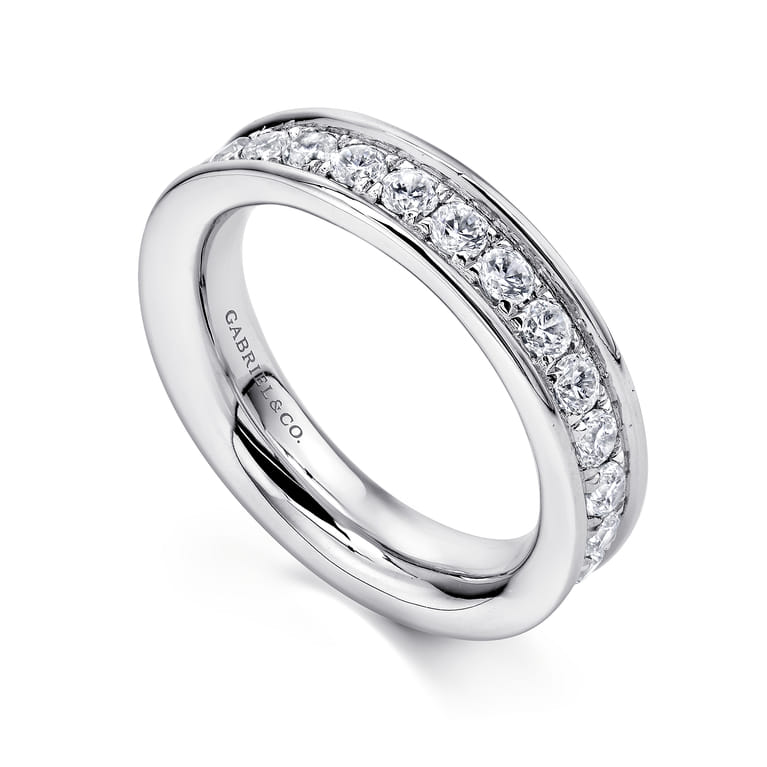 Eternity Band Wedding Ring in 14k White Gold with Round Natural Diamond at Gabriel & Co. - Shot 3