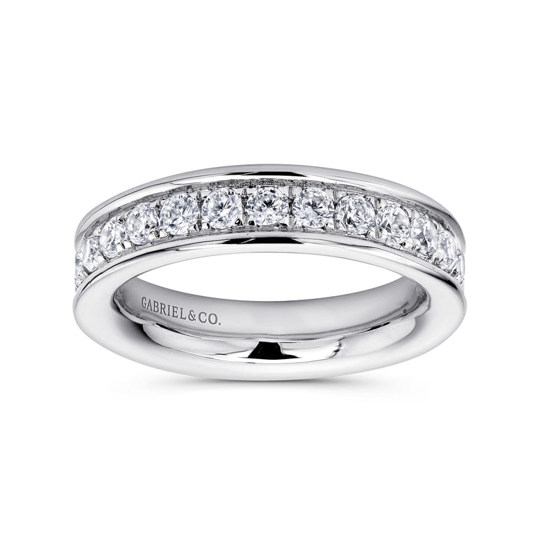 Eternity Band Wedding Ring in 14k White Gold with Round Natural Diamond at Gabriel & Co. - Shot 4