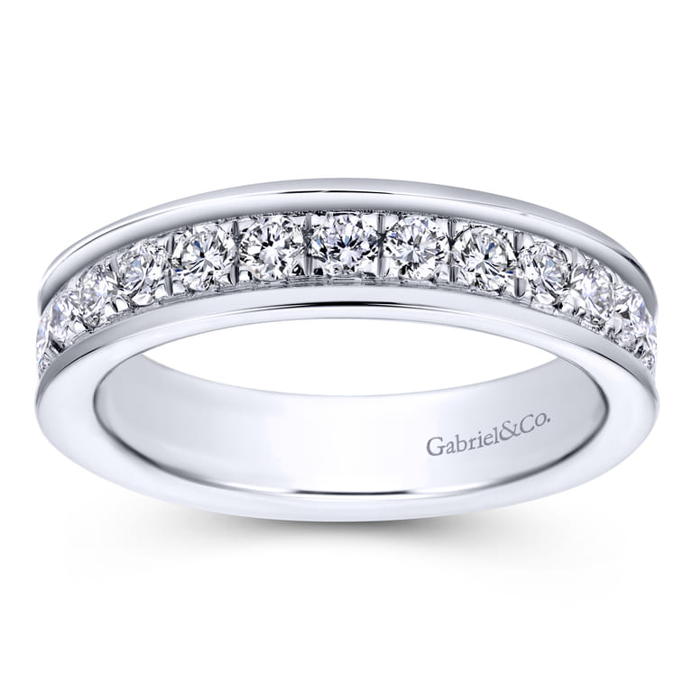 Eternity Band Wedding Ring in 14k White Gold with Round Natural Diamond at Gabriel & Co. - Shot 5