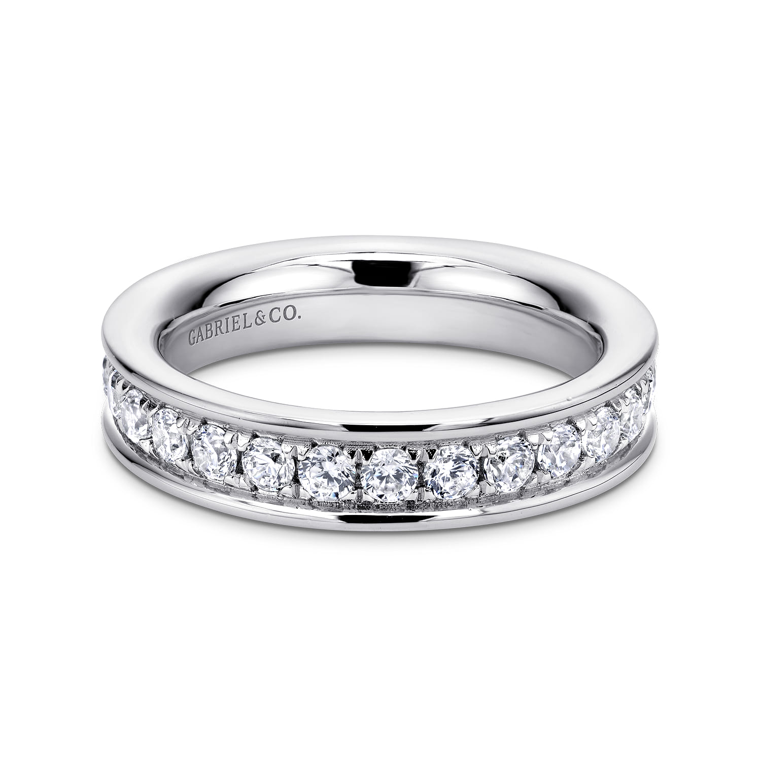 Eternity Band Wedding Ring in 14k White Gold with Round Natural Diamond at Gabriel & Co. - Shot 1