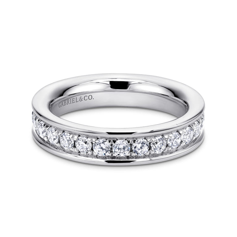 Eternity Band Wedding Ring in 14k White Gold with Round Natural Diamond at Gabriel & Co. - Shot 1