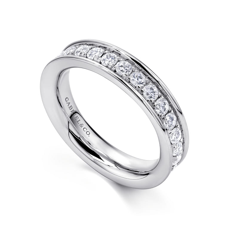 Eternity Band Wedding Ring in 14k White Gold with Round Natural Diamond at Gabriel & Co. - Shot 3