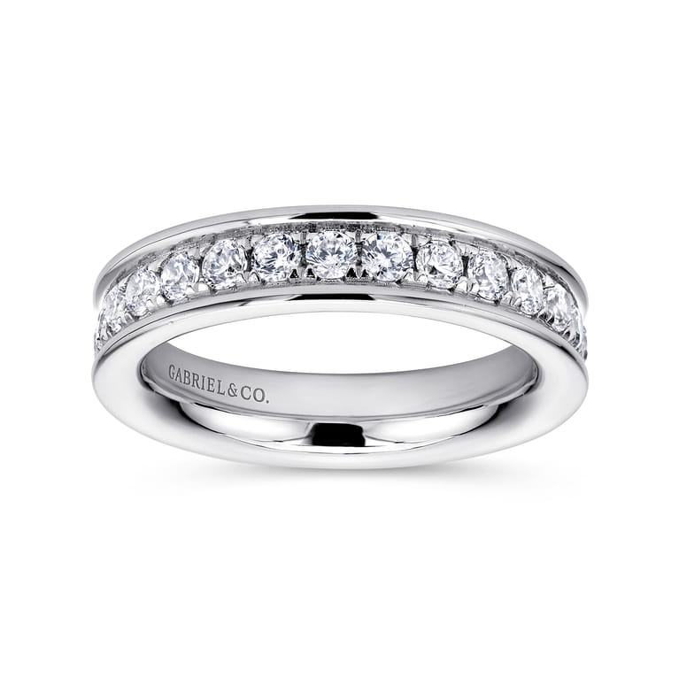 Eternity Band Wedding Ring in 14k White Gold with Round Natural Diamond at Gabriel & Co. - Shot 4