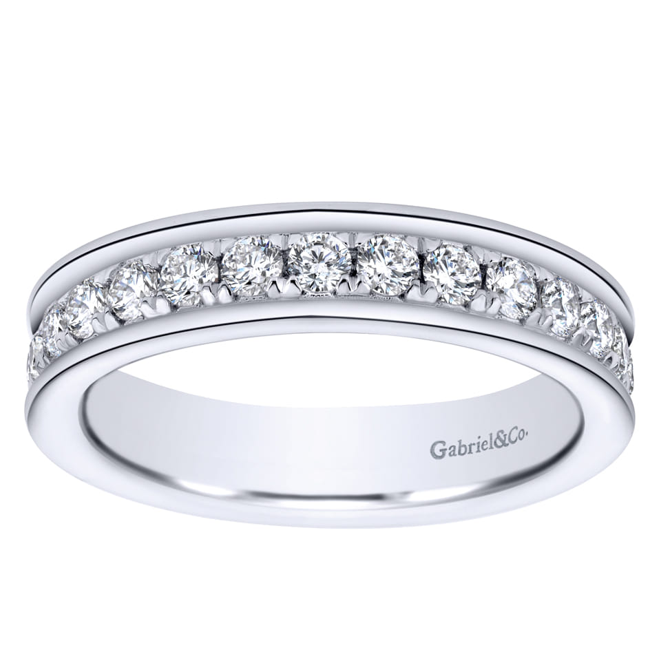Eternity Band Wedding Ring in 14k White Gold with Round Natural Diamond at Gabriel & Co. - Shot 5