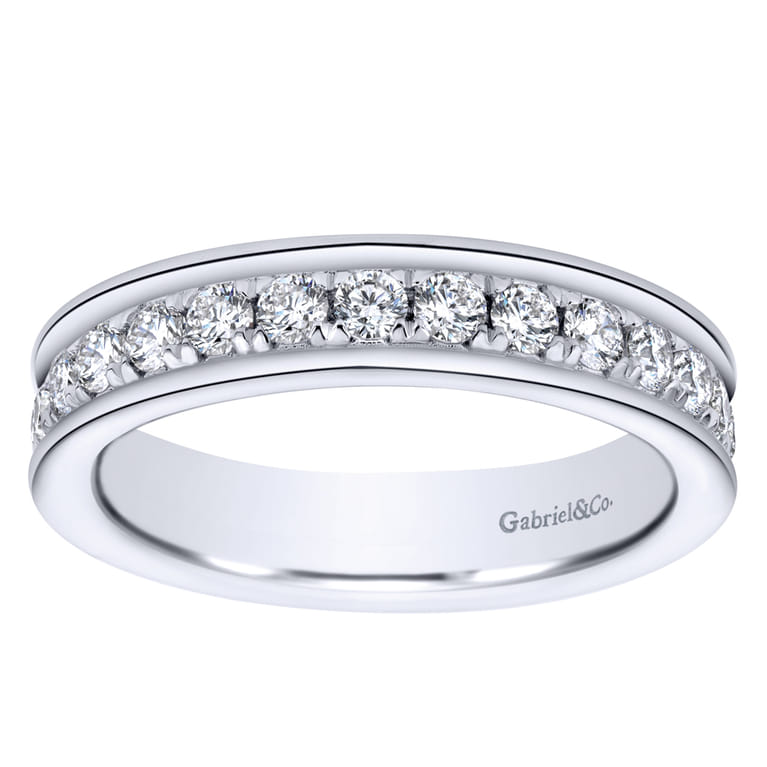 Eternity Band Wedding Ring in 14k White Gold with Round Natural Diamond at Gabriel & Co. - Shot 5